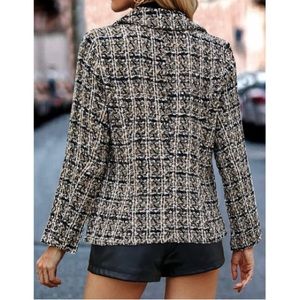 Double Take Full Size Plaid Button Up Lapel Collar Coat main image 0